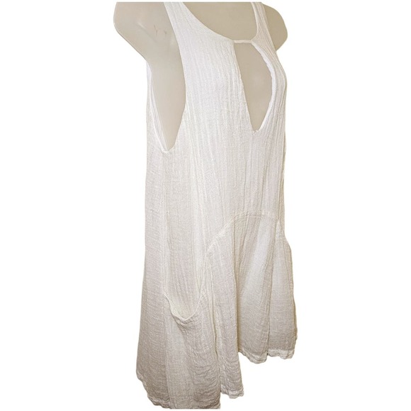 Free People FP Smooth Sailing White Linen Mini Dress Cover Up Sze Medium - Picture 5 of 11